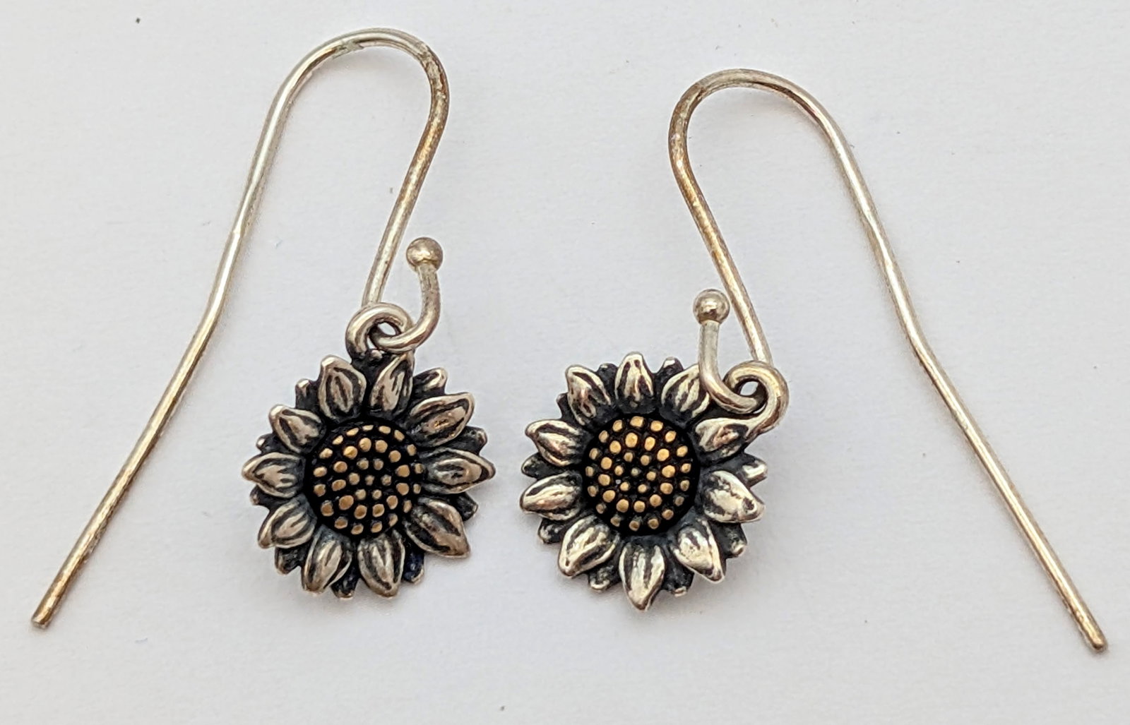James Avery Sterling Silver & Bronze Sunflower Dangle Earrings: Jewelry