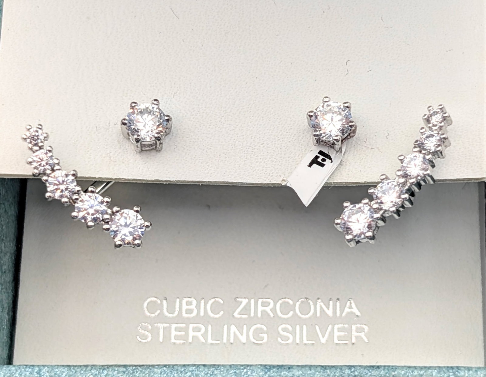 Rachel Ashwell Sterling Silver Earrings w/ CZs: Jewelry