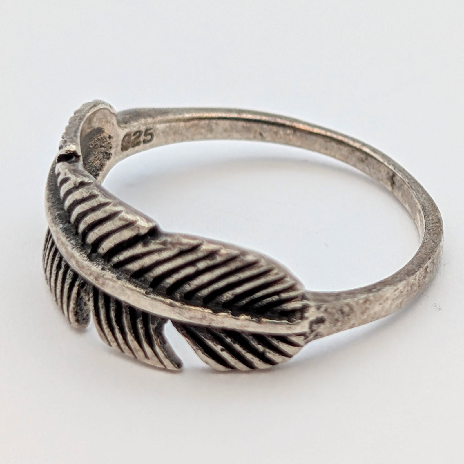 Lot of 2 Sterling Silver Rings- Feather, Knot - 2