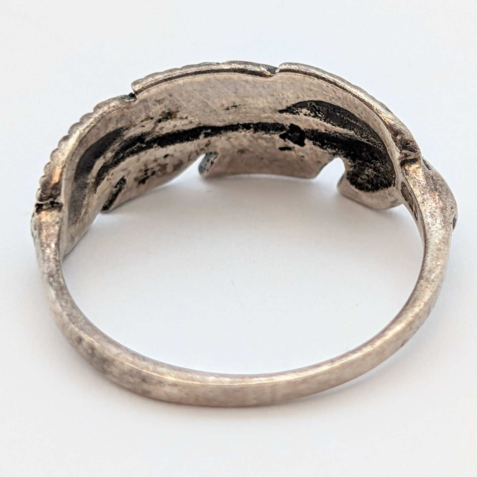Lot of 2 Sterling Silver Rings- Feather, Knot - 3