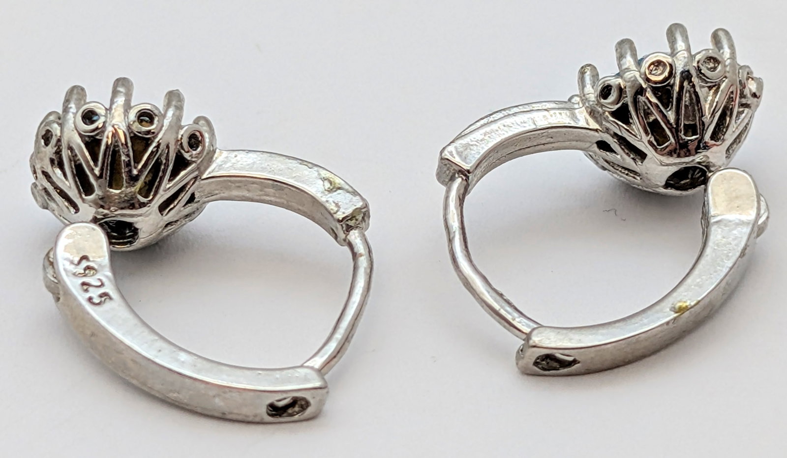 Lot of 2 Sterling Silver Stud Earrings- Blue Stones, Pink Opals - 7
