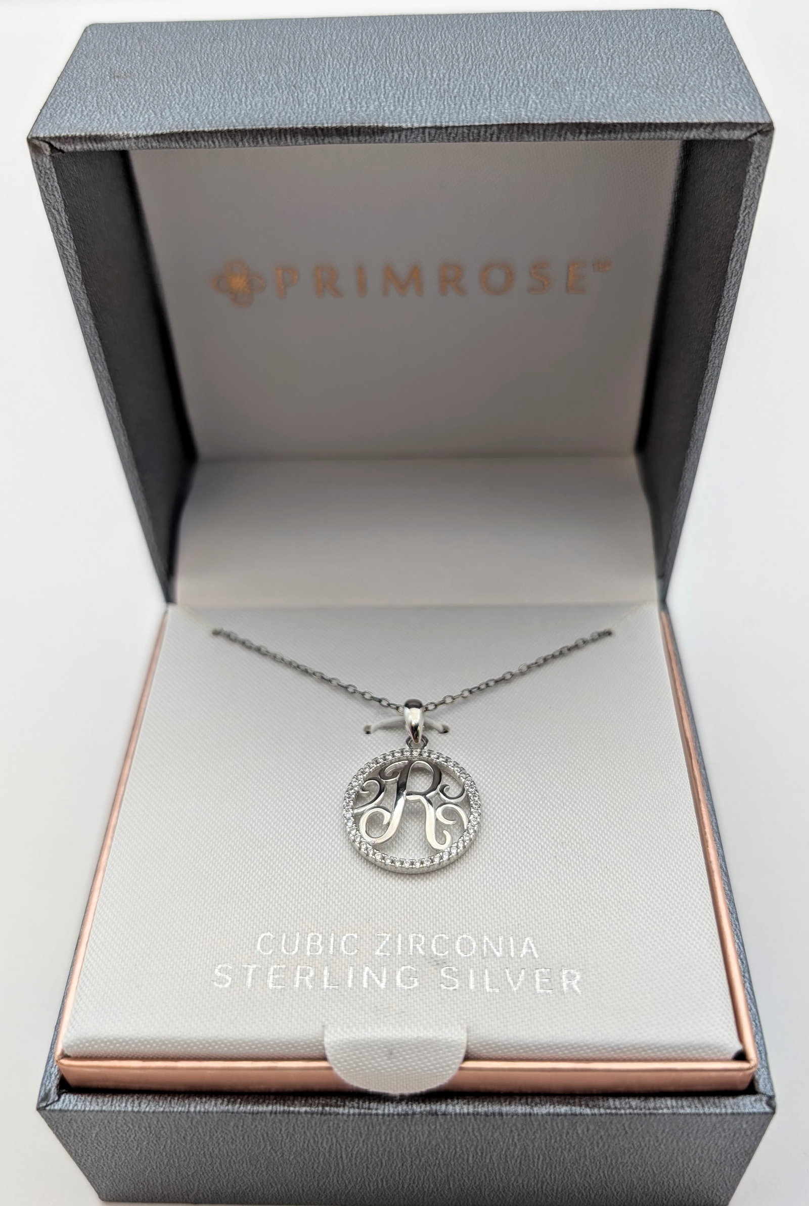 Primrose Sterling Silver Necklace w/ Initial 'R': Jewelry