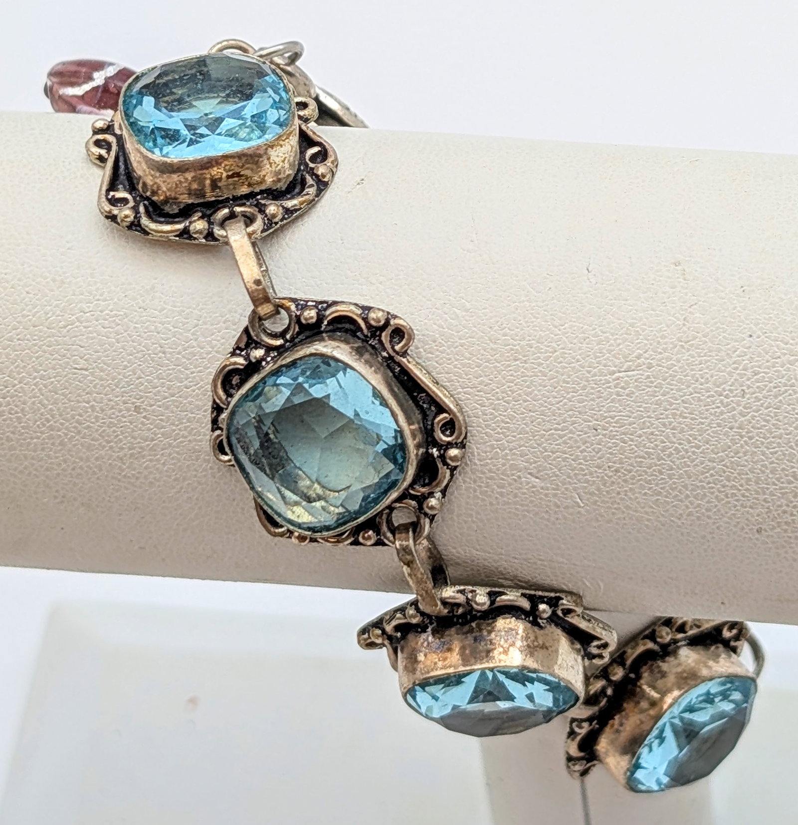 Vintage Sterling Silver Bracelet w/ Blue Stones (1 of 6)