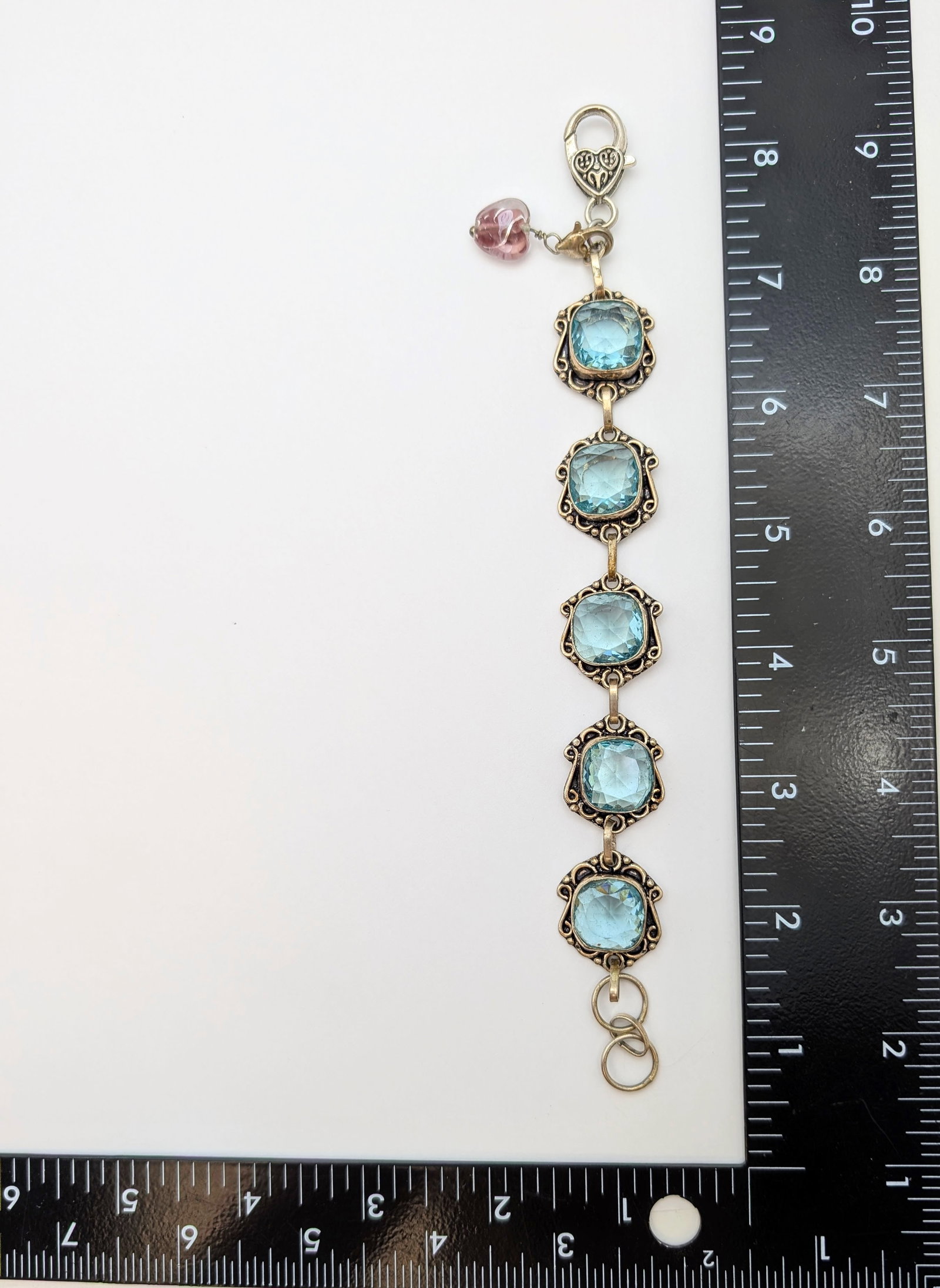 Vintage Sterling Silver Bracelet w/ Blue Stones- 30.08g - 6