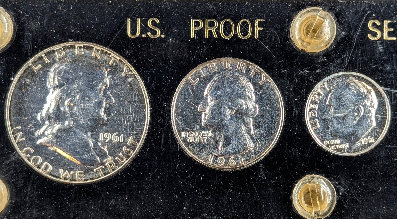 1961 US Mint Silver Proof Set in Capital Plastics Case- w/ Silver Half, Quarter, & Dime - 3