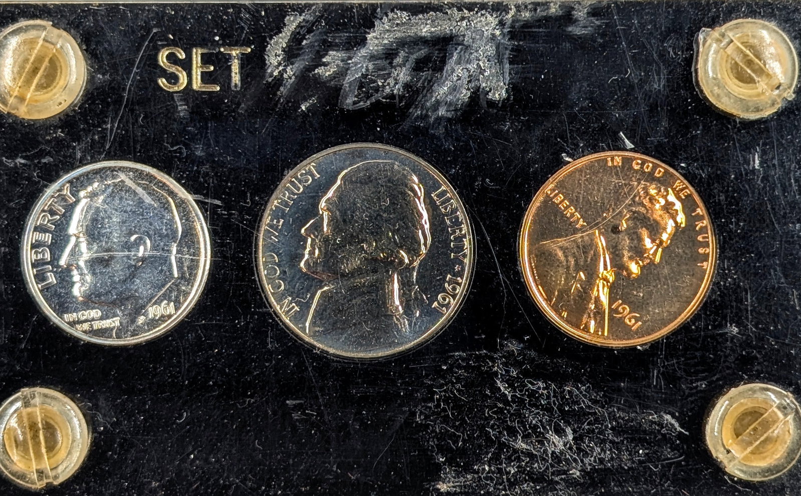 1961 US Mint Silver Proof Set in Capital Plastics Case- w/ Silver Half, Quarter, & Dime - 4