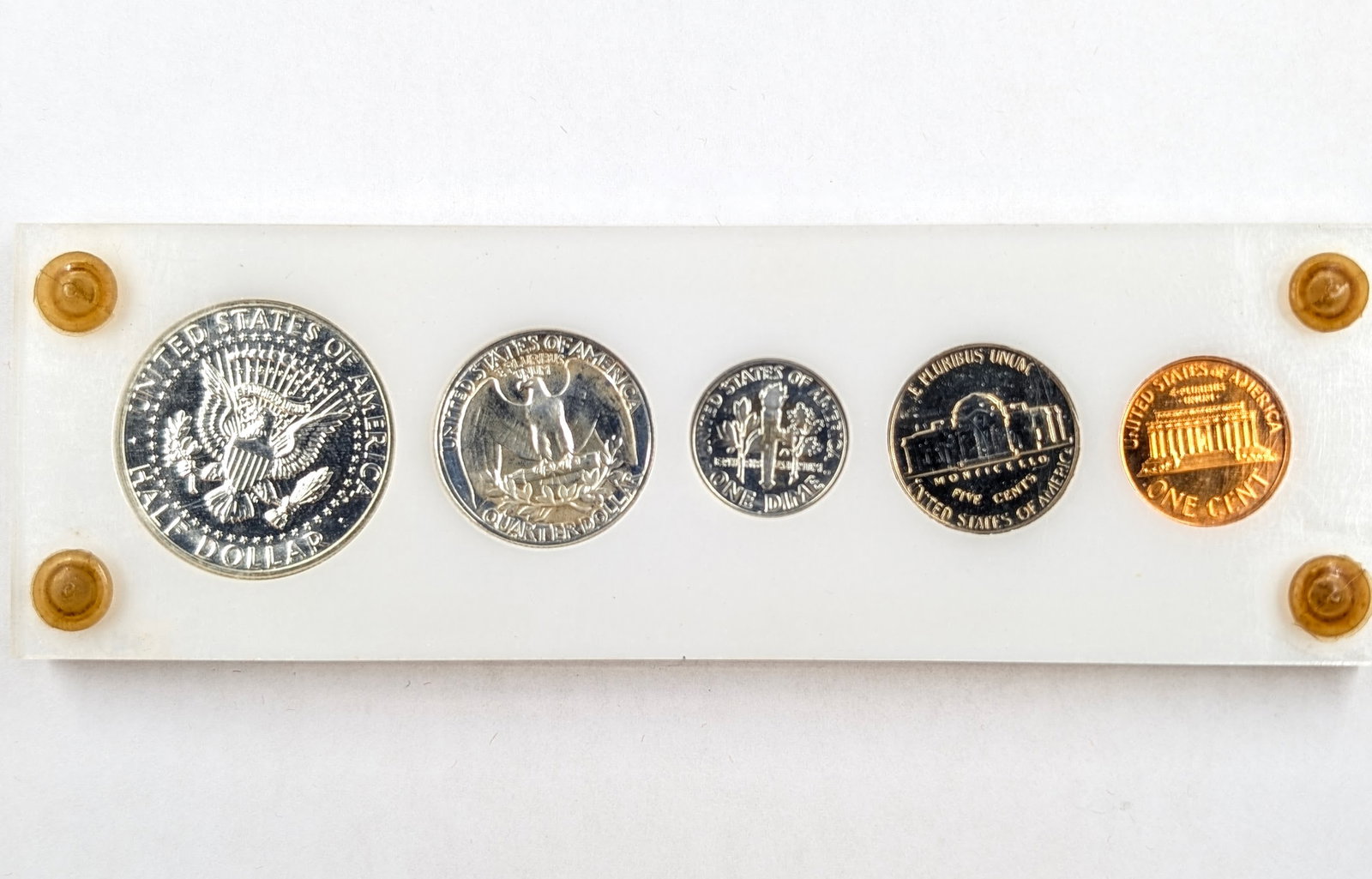 1964 US Mint Silver Proof Set- w/ Silver Half, Quarter, & Dime - 2