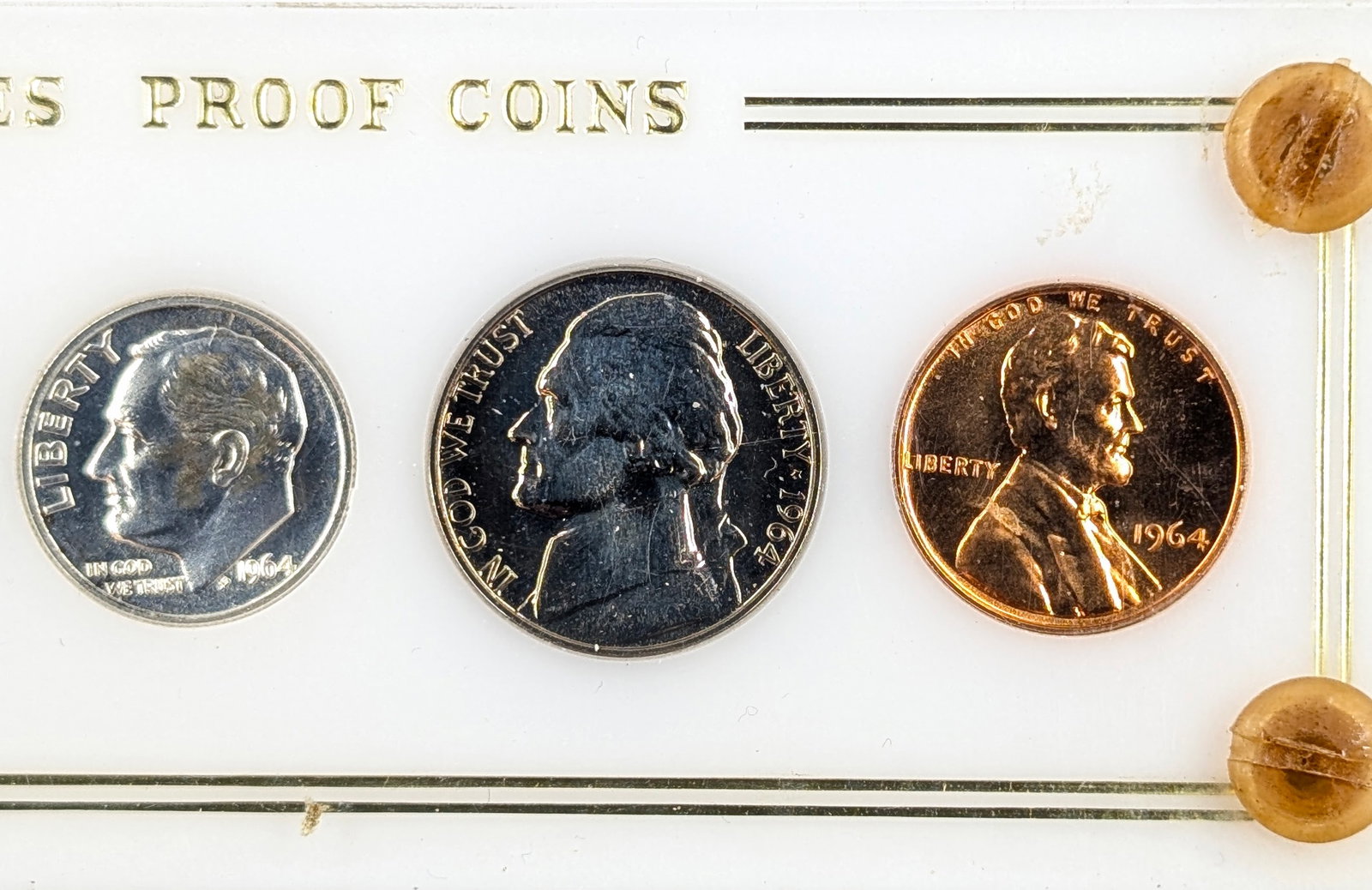 1964 US Mint Silver Proof Set- w/ Silver Half, Quarter, & Dime - 4
