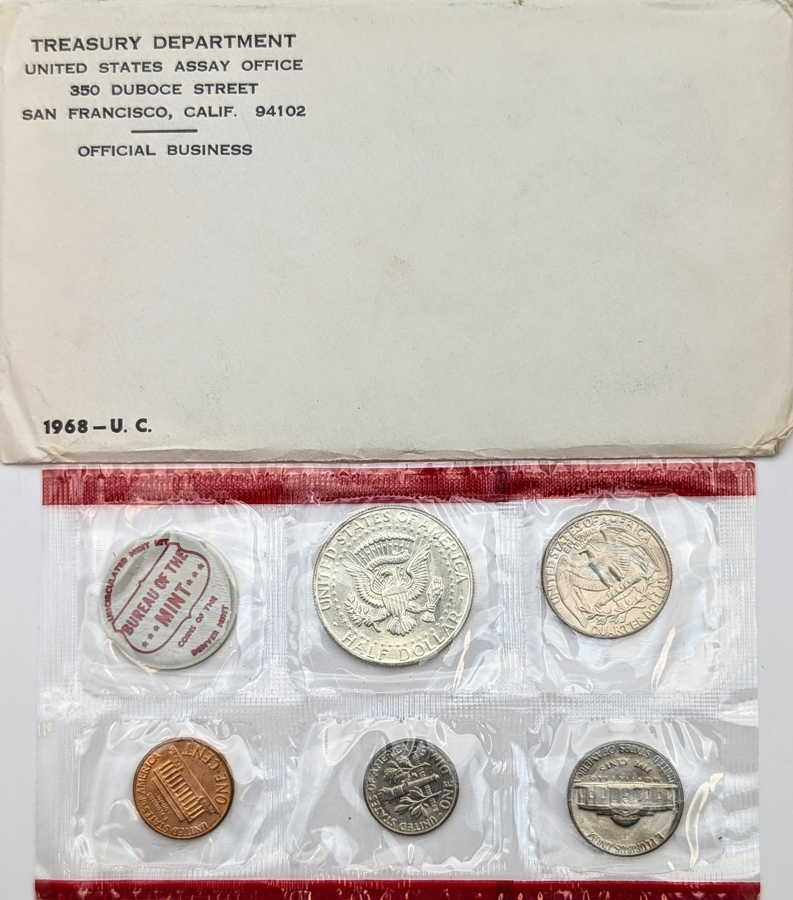 1968 US Mint Uncirculated Coin Set w/ Silver JFK Half - 2