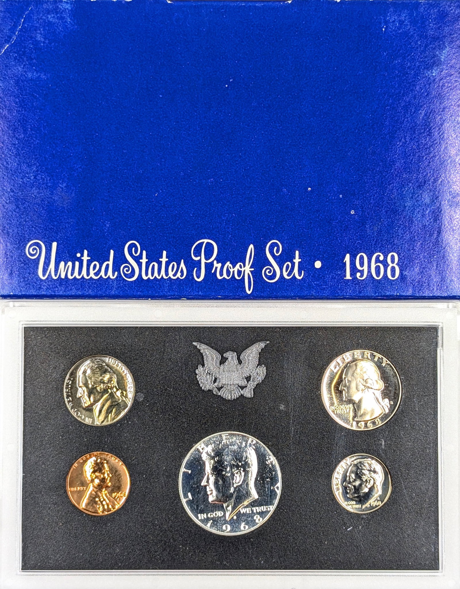 1968 US Mint Proof Set w/ Silver JFK Half: 40% Silver