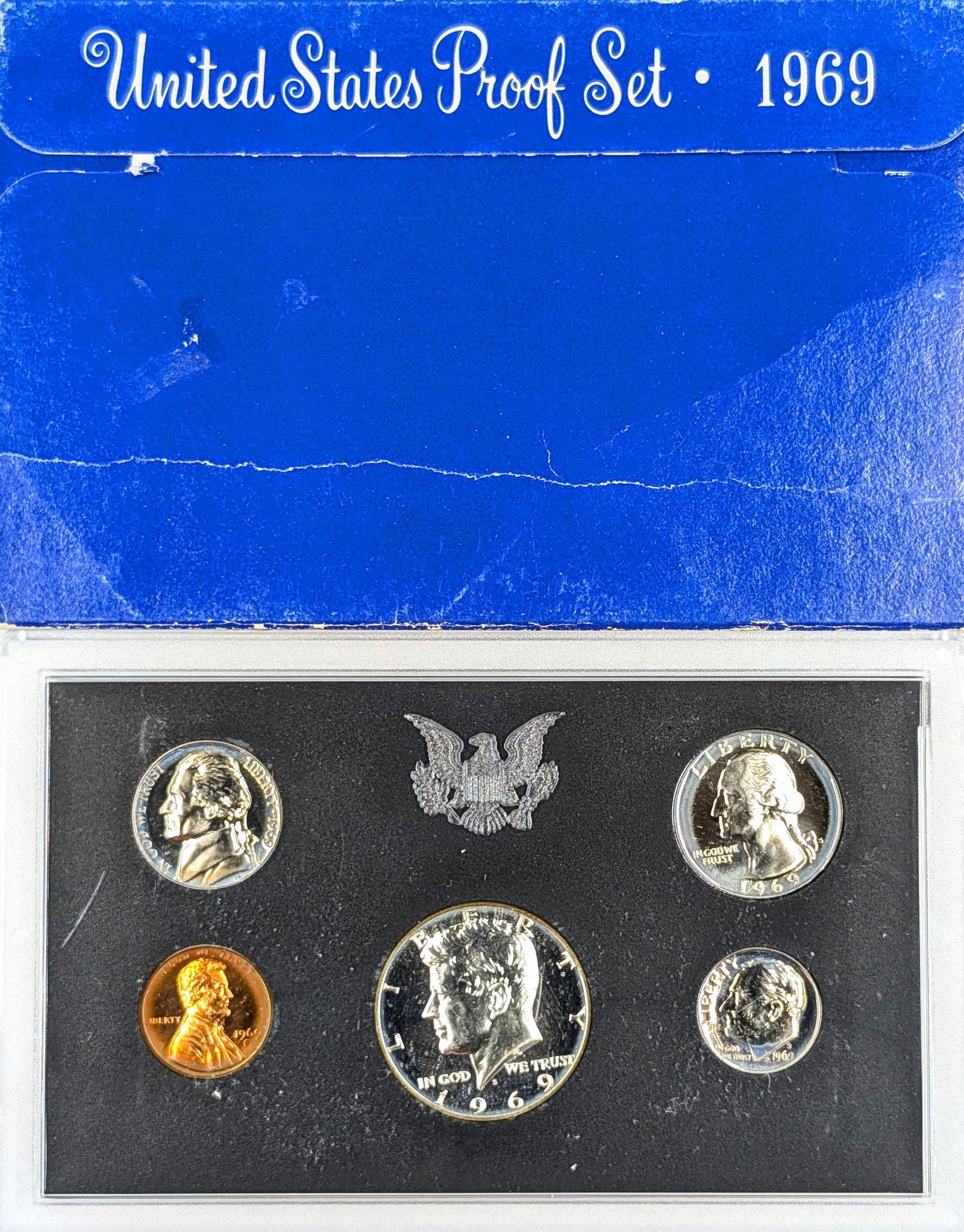 1969 US Mint Proof Set w/ Silver JFK Half: 40% Silver