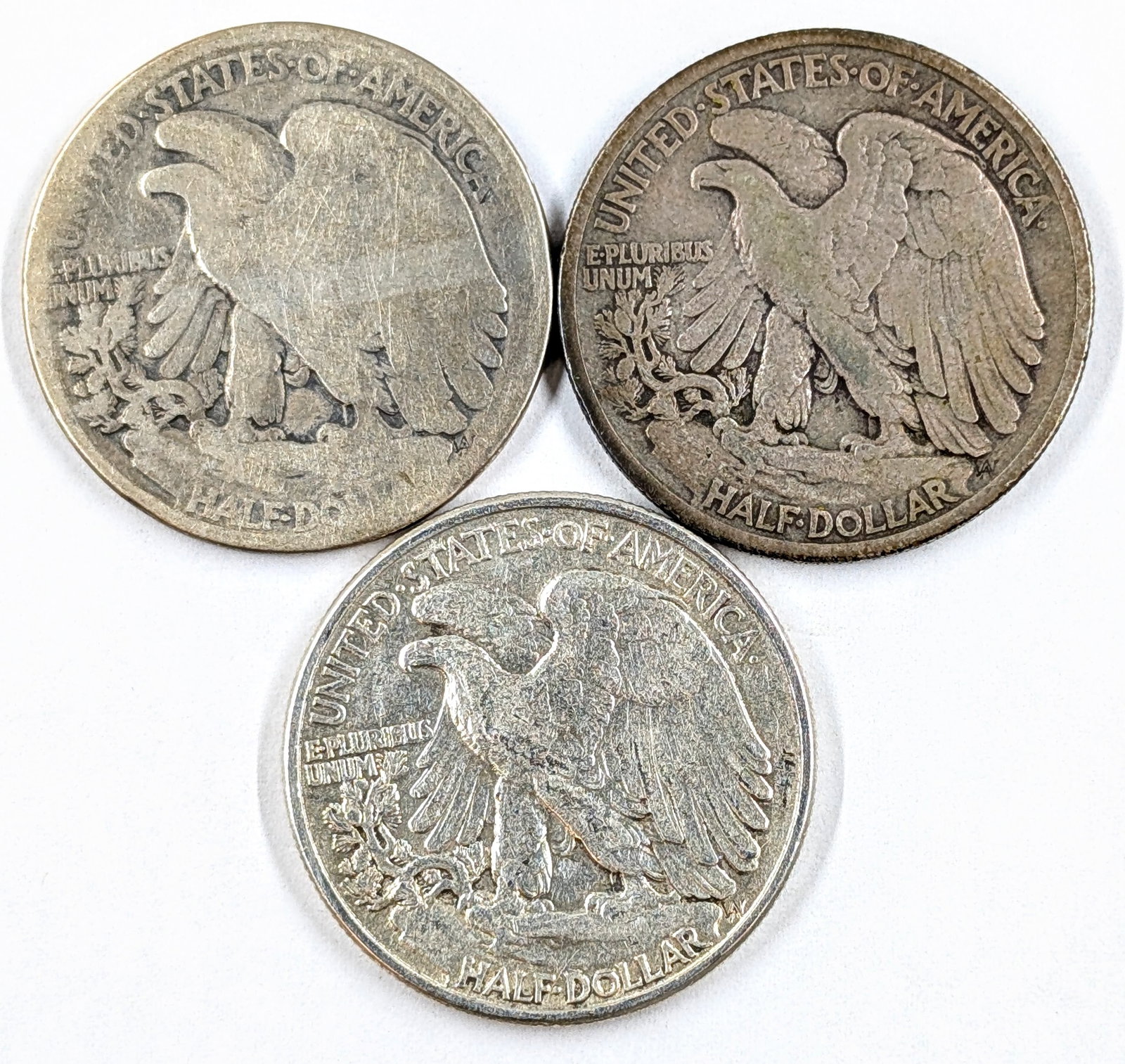 Lot of 3 Silver Walking Liberty Half Dollars- 1917, 1918, 1946 - 2
