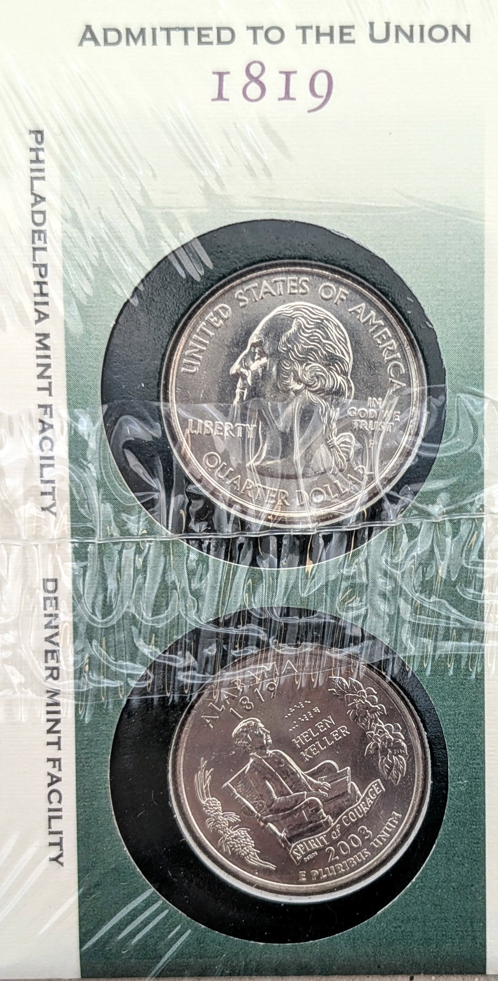 2003 US Mint First Day Issue State Quarter Coin Set- Alabama - 2