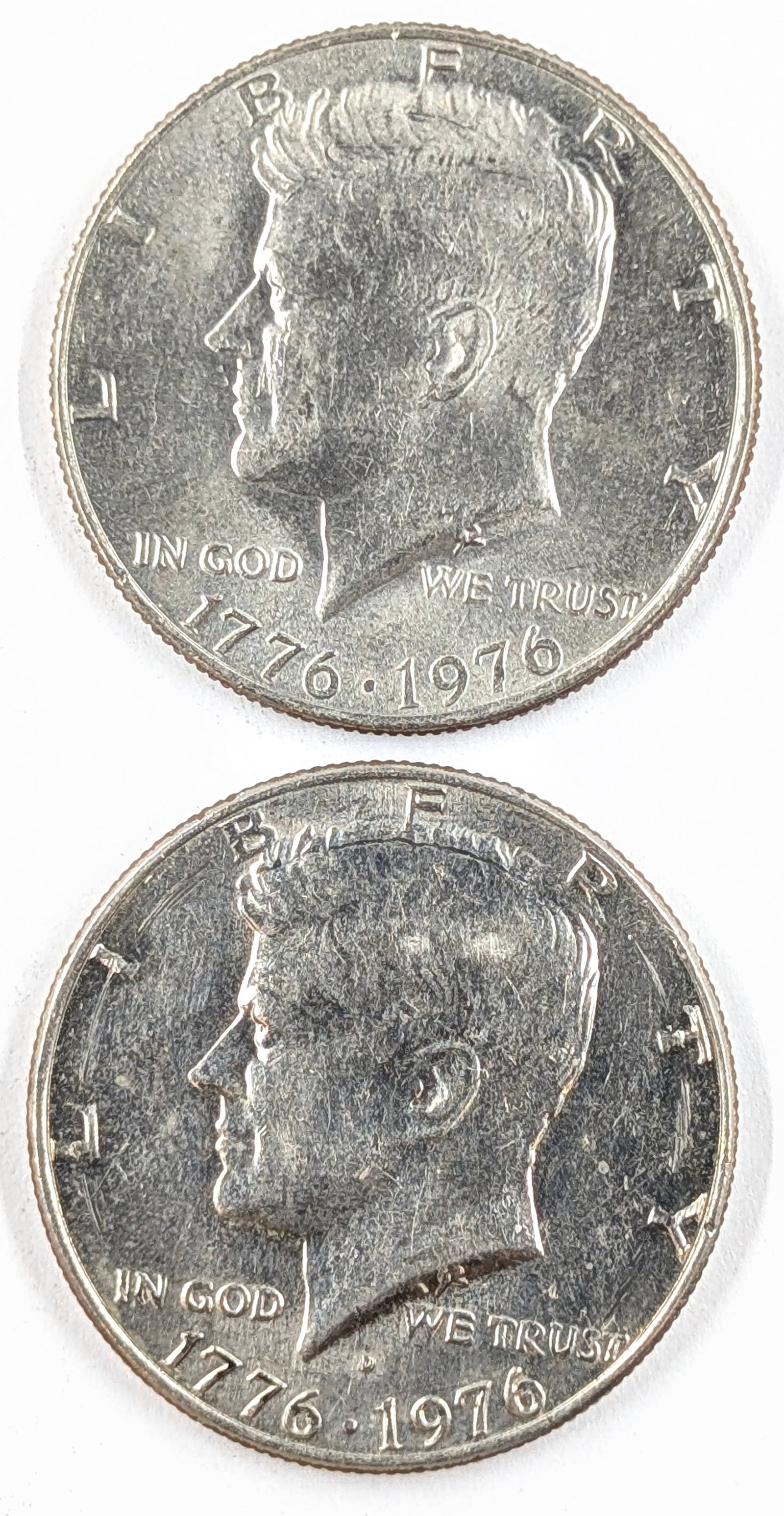 Lot of 2 1976 Bicentennial John F Kennedy Half Dollars: Coin