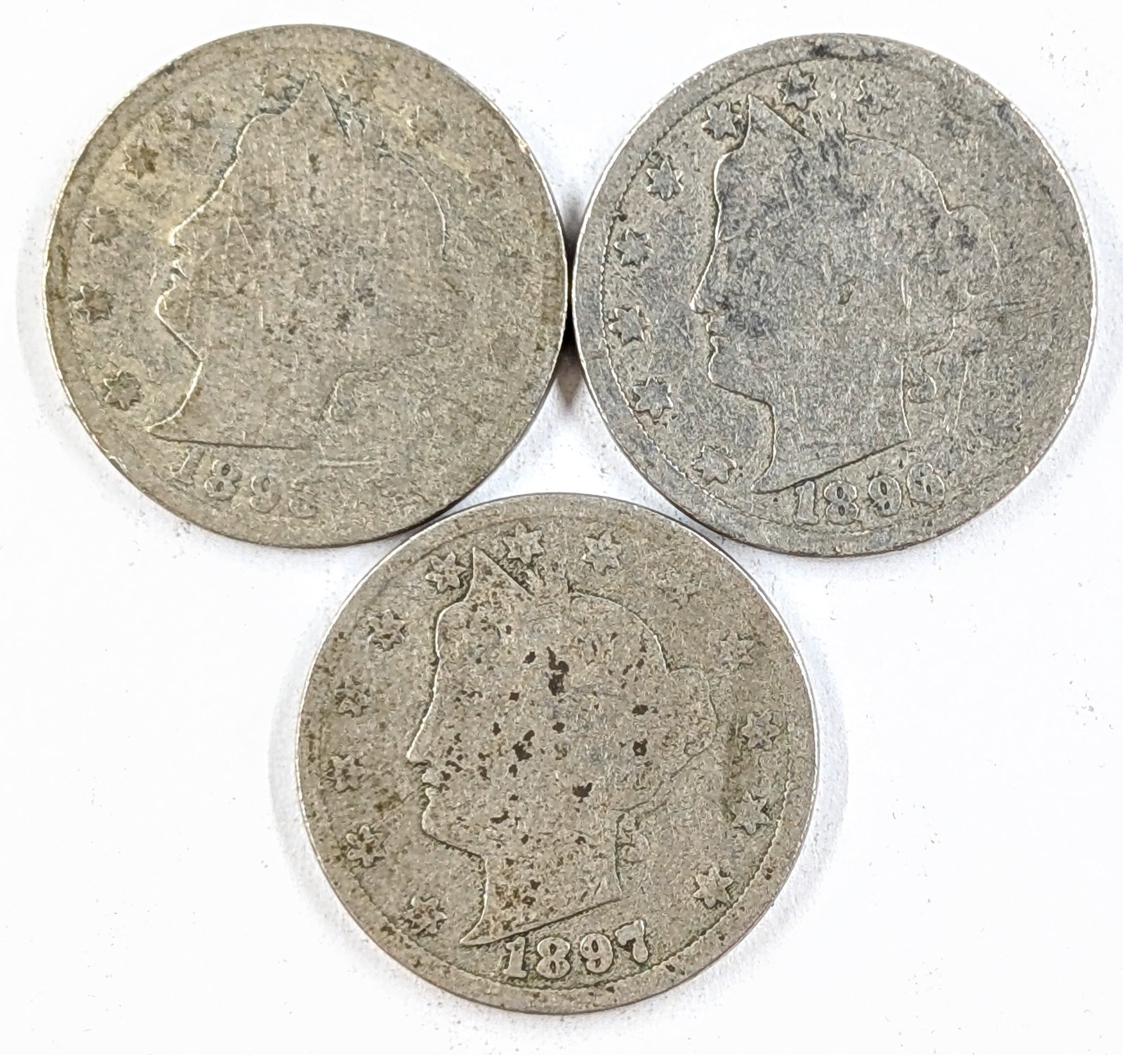 Lot of 3 Liberty V Nickels- 1896-1898: Coin
