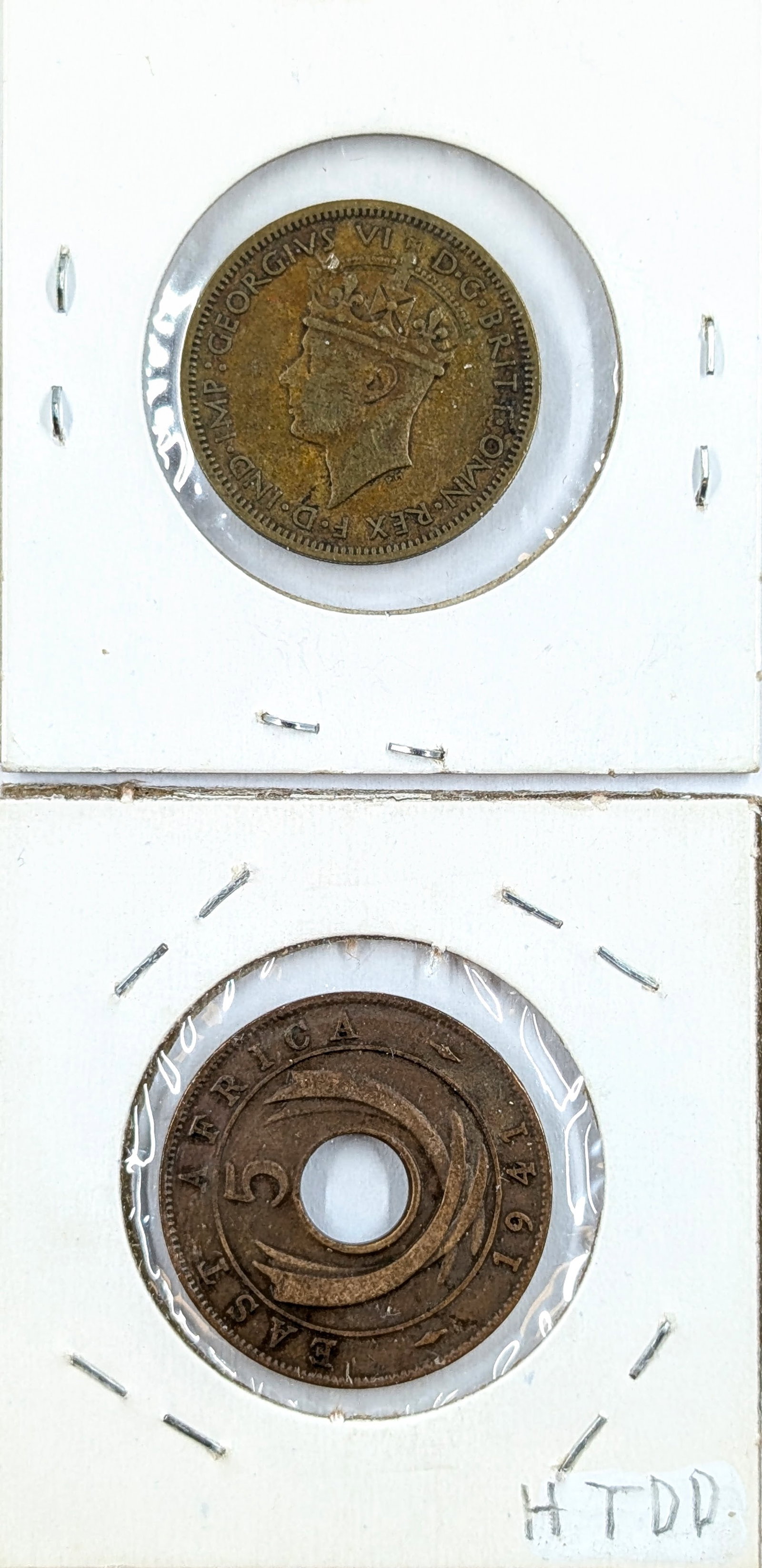 Lot of 2 African Coins- 1936 West African 1 Shilling, 1941 East Africa 5 Cents - 2
