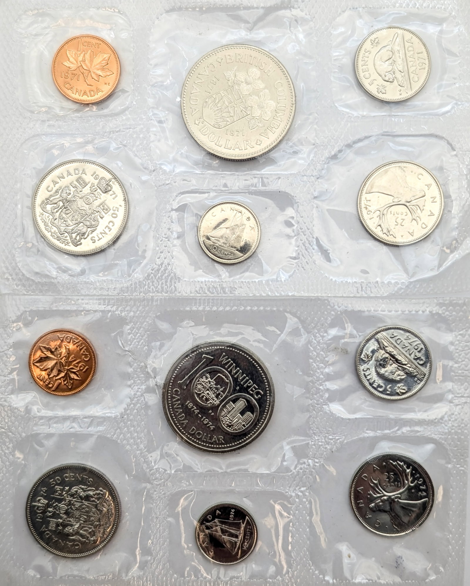 Lot of 2 Canadian Mint Uncirculated Sets- 1971, 1974 - 2