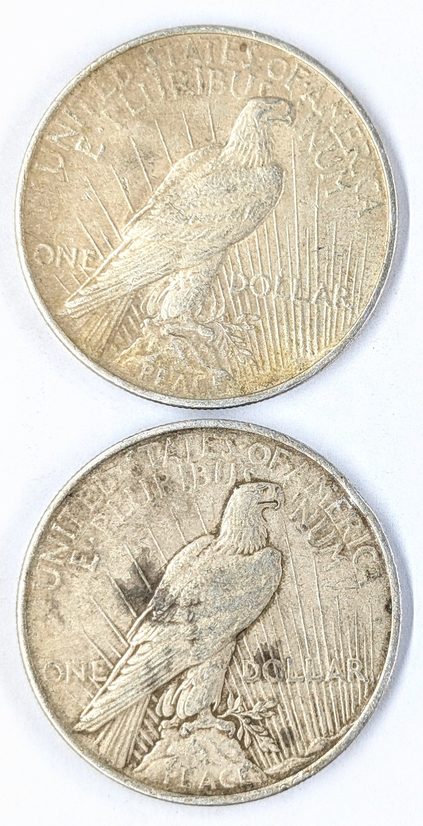 Lot of 2 Silver Peace Dollars- 1922, 1923 - 2