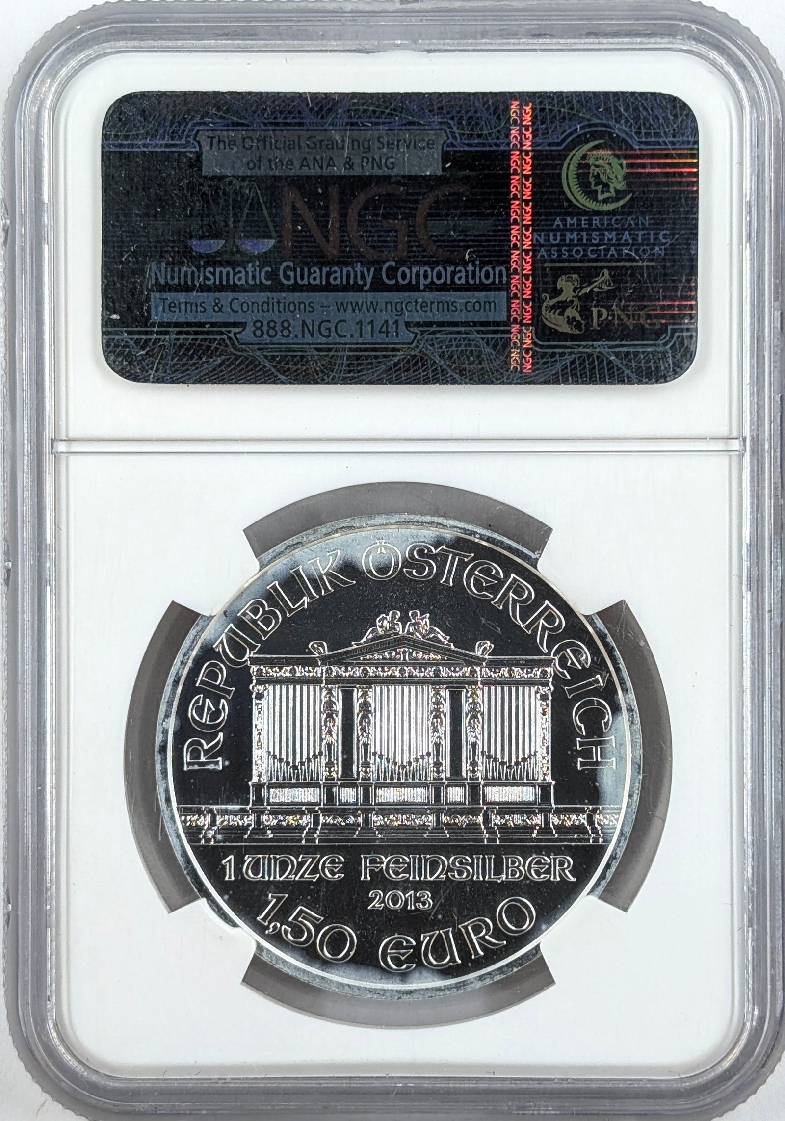 NGC 2013 MS69 Silver Austria Vienna Philharmonic Dollar Coin - 2