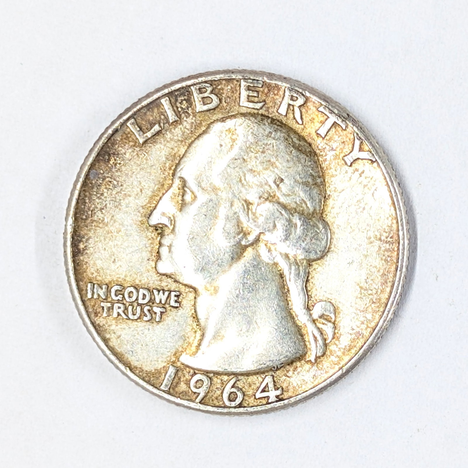 1964 Silver Washington Quarter- Toned: Silver