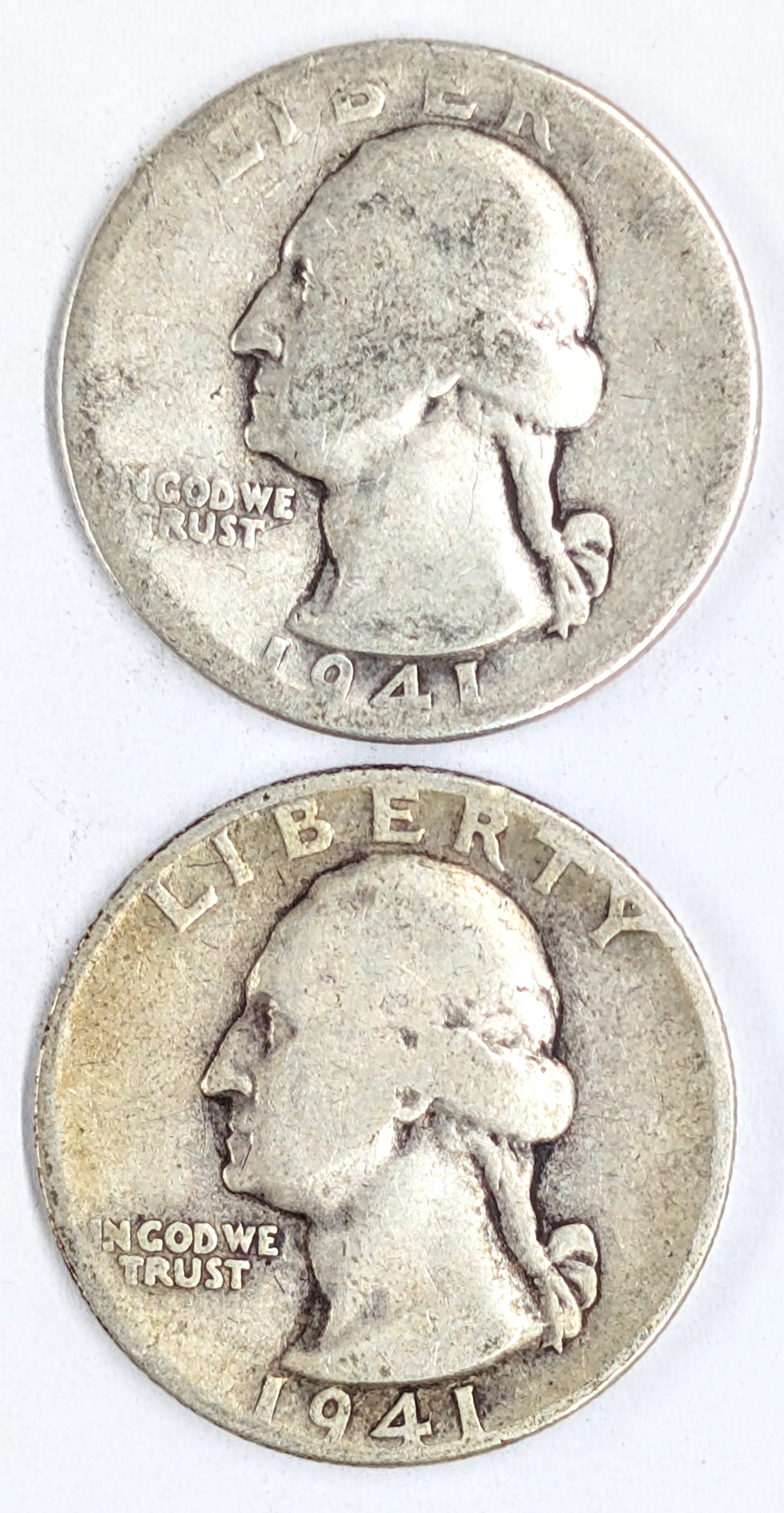 Lot of 2 Silver Washington Quarters- 1941 P/D: Silver