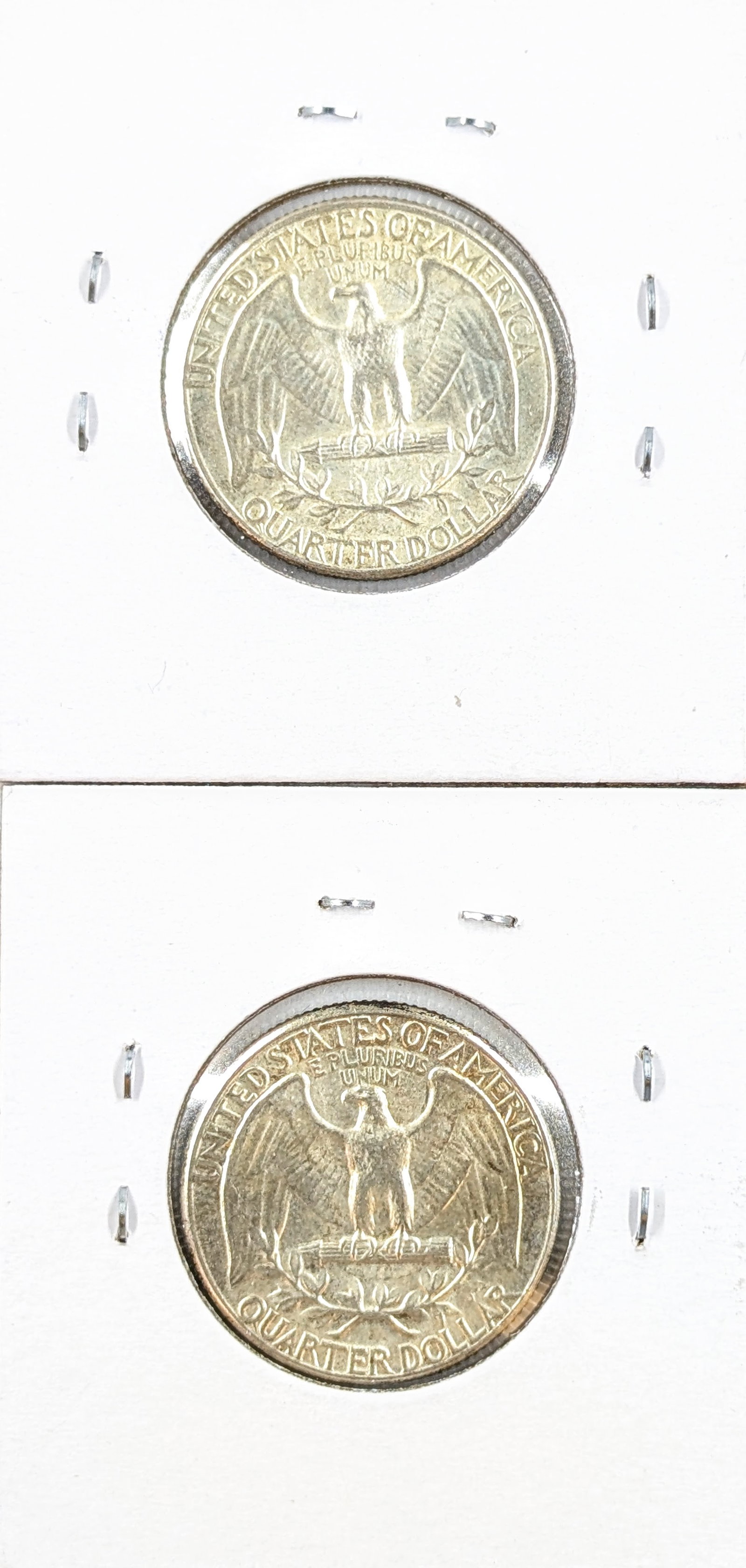 Lot of 2 Silver Washington Quarters- Both 1964 AU - 2