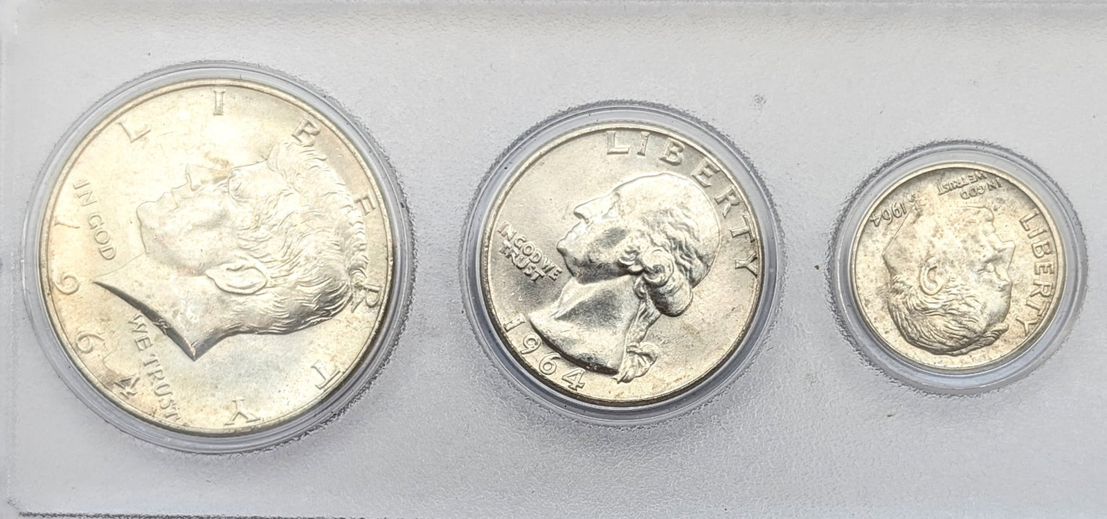 1964 US Mint Silver Proof Set- w/ Silver Half, Quarter, & Dime - 3