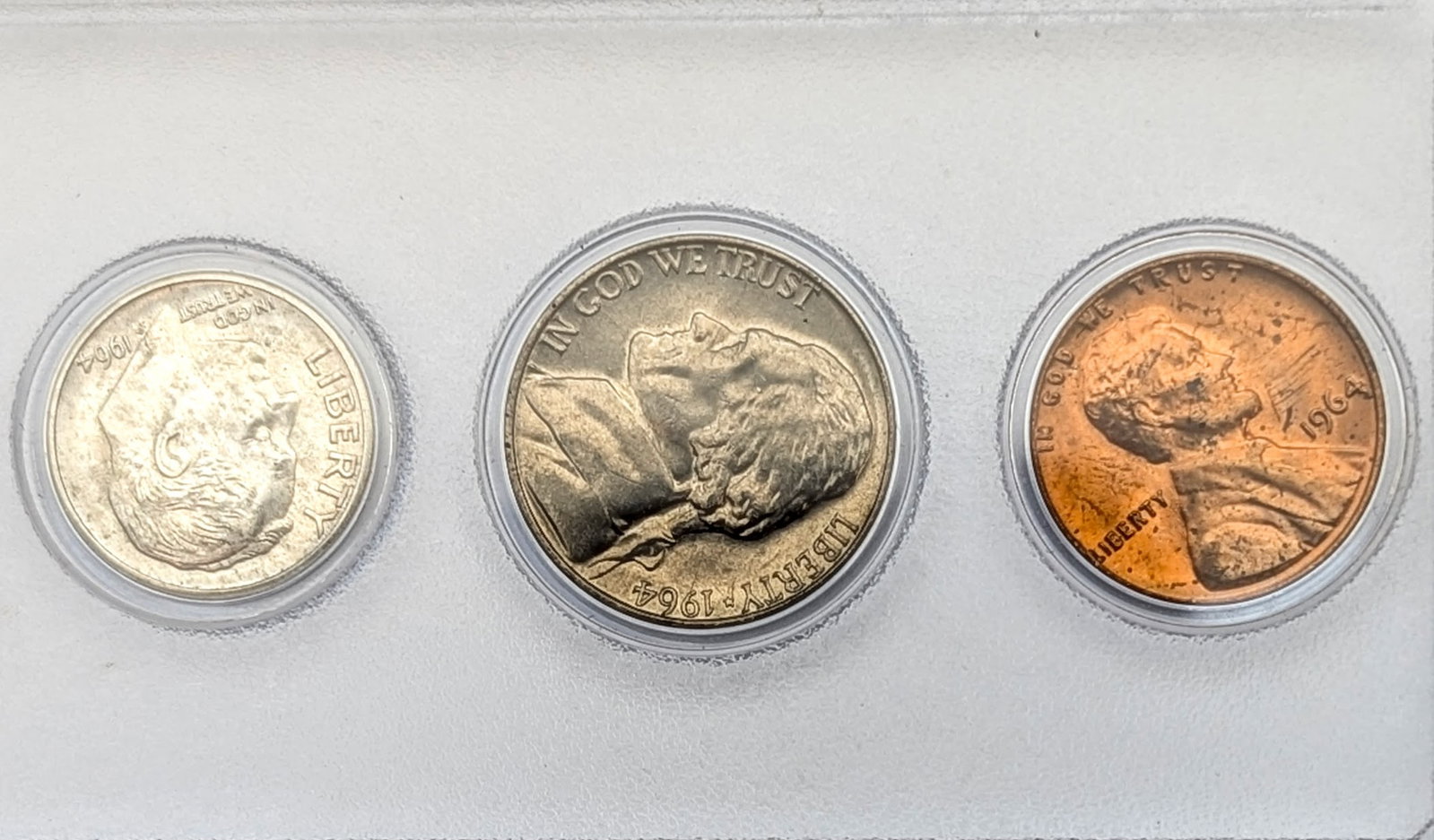 1964 US Mint Silver Proof Set- w/ Silver Half, Quarter, & Dime - 4