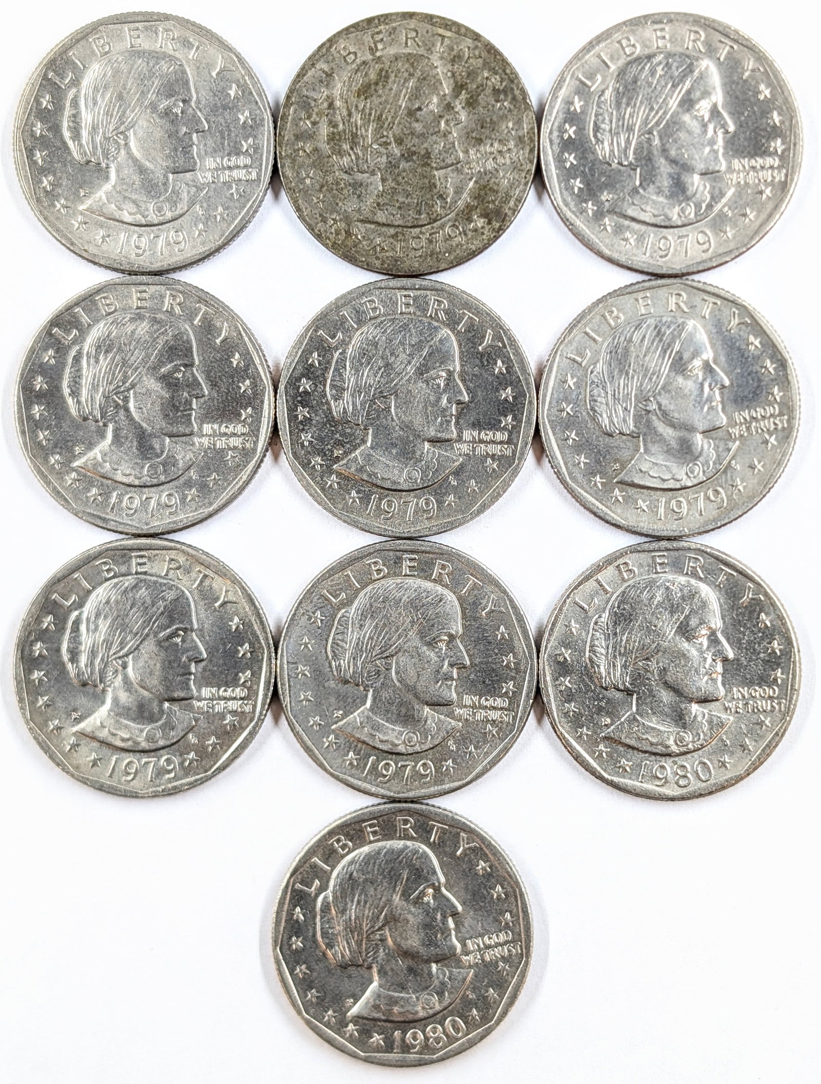 Lot of 10 Susan B. Anthony Dollars- 1979-1980 (1 of 2)