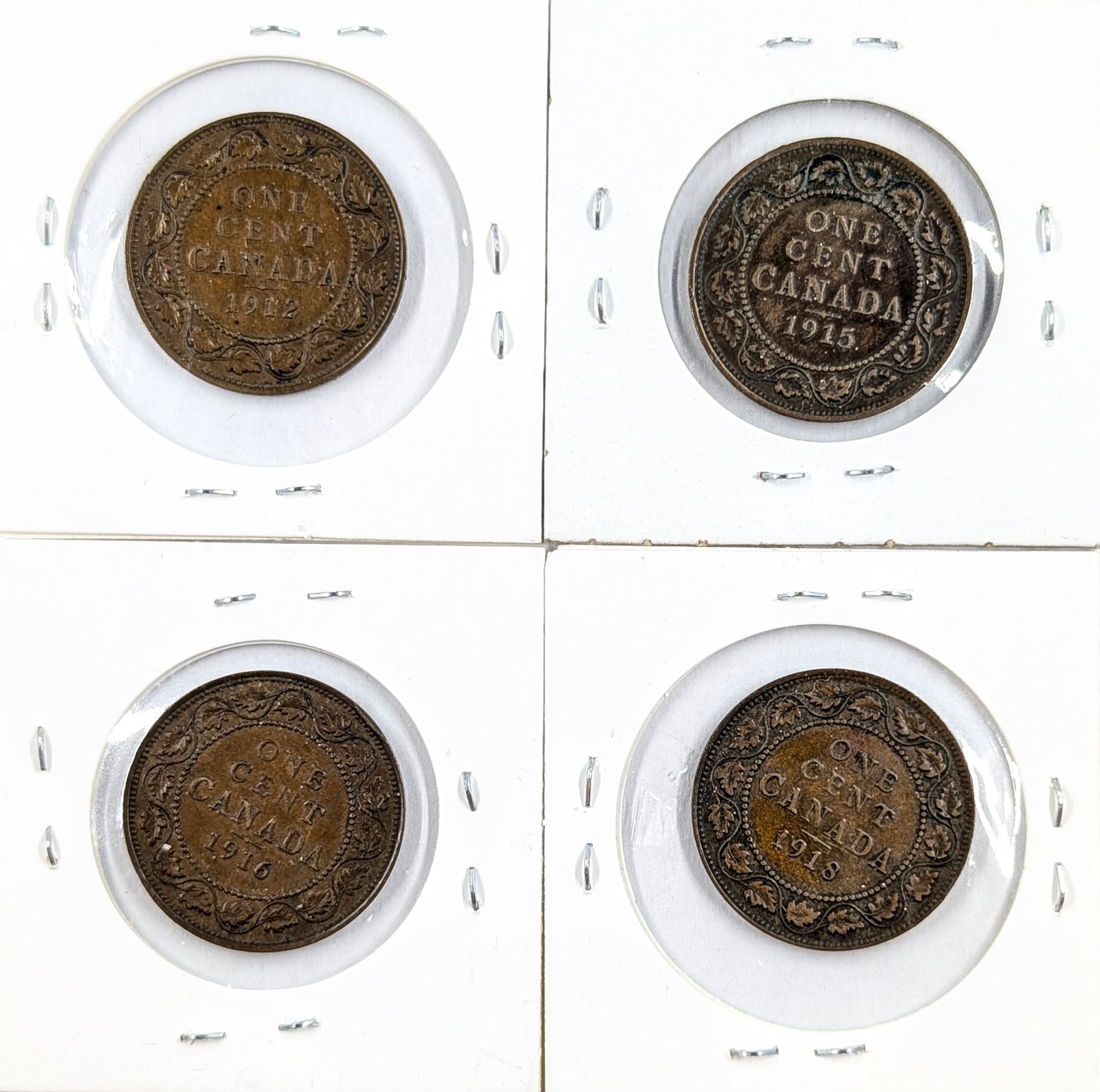 Lot of 4 Canadian Large Cents- 1912-1918 - 2