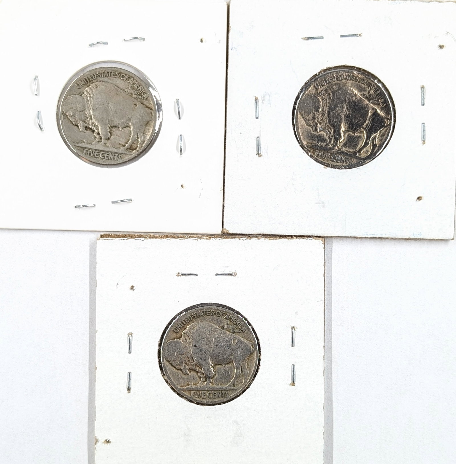 Lot of 3 Buffalo Head Nickels- 1917, 1919, 1920 - 2