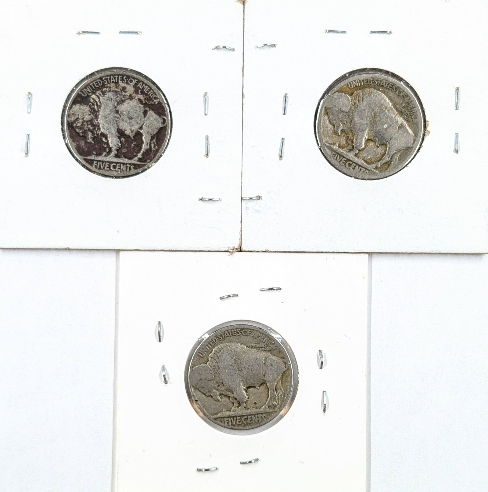 Lot of 3 Buffalo Head Nickels- 1924, 1928(2) - 2