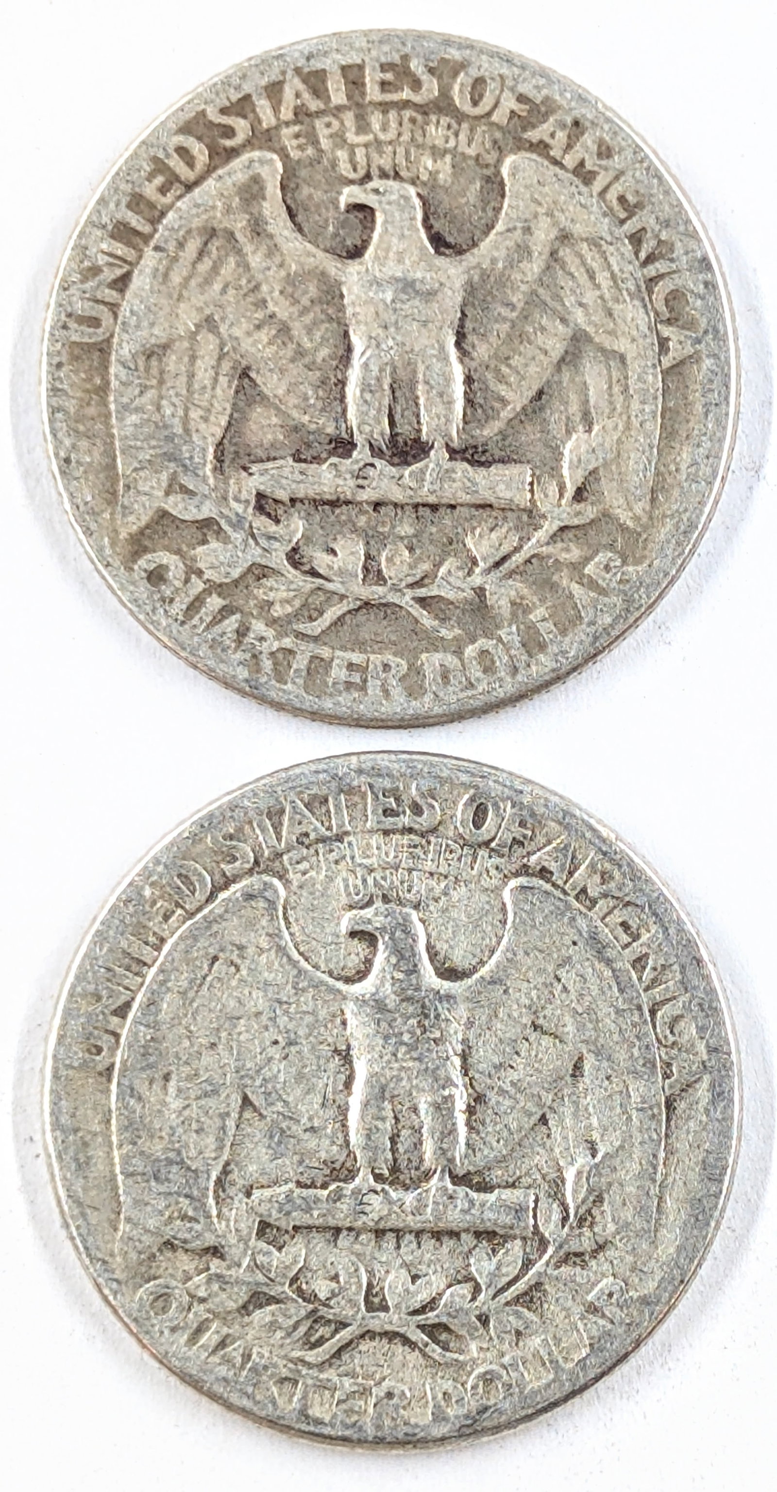 Lot of 2 Silver Washington Quarters- 1947, 1948-D - 2