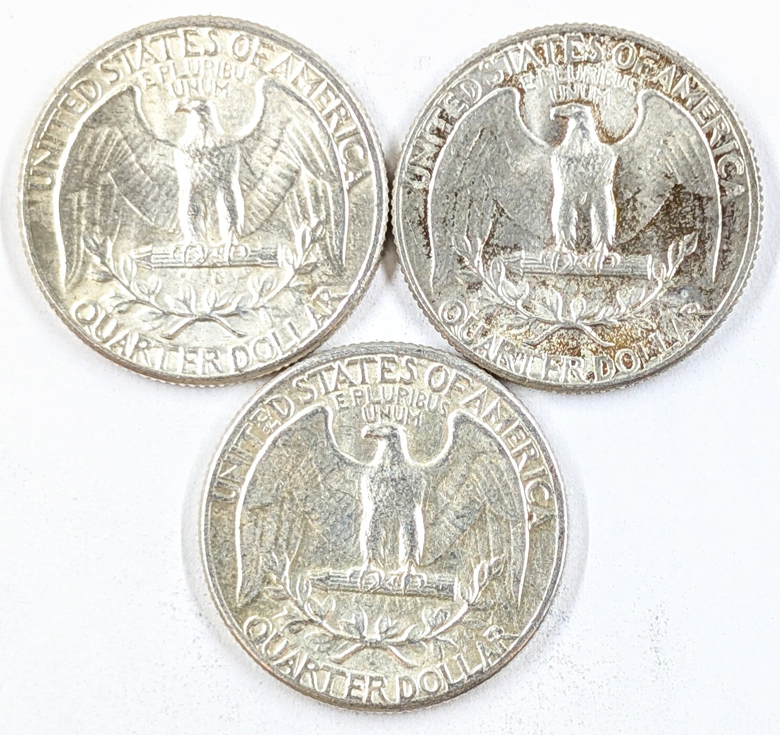 Lot of 3 Uncirculated Silver Washington Quarters- 1964 - 2