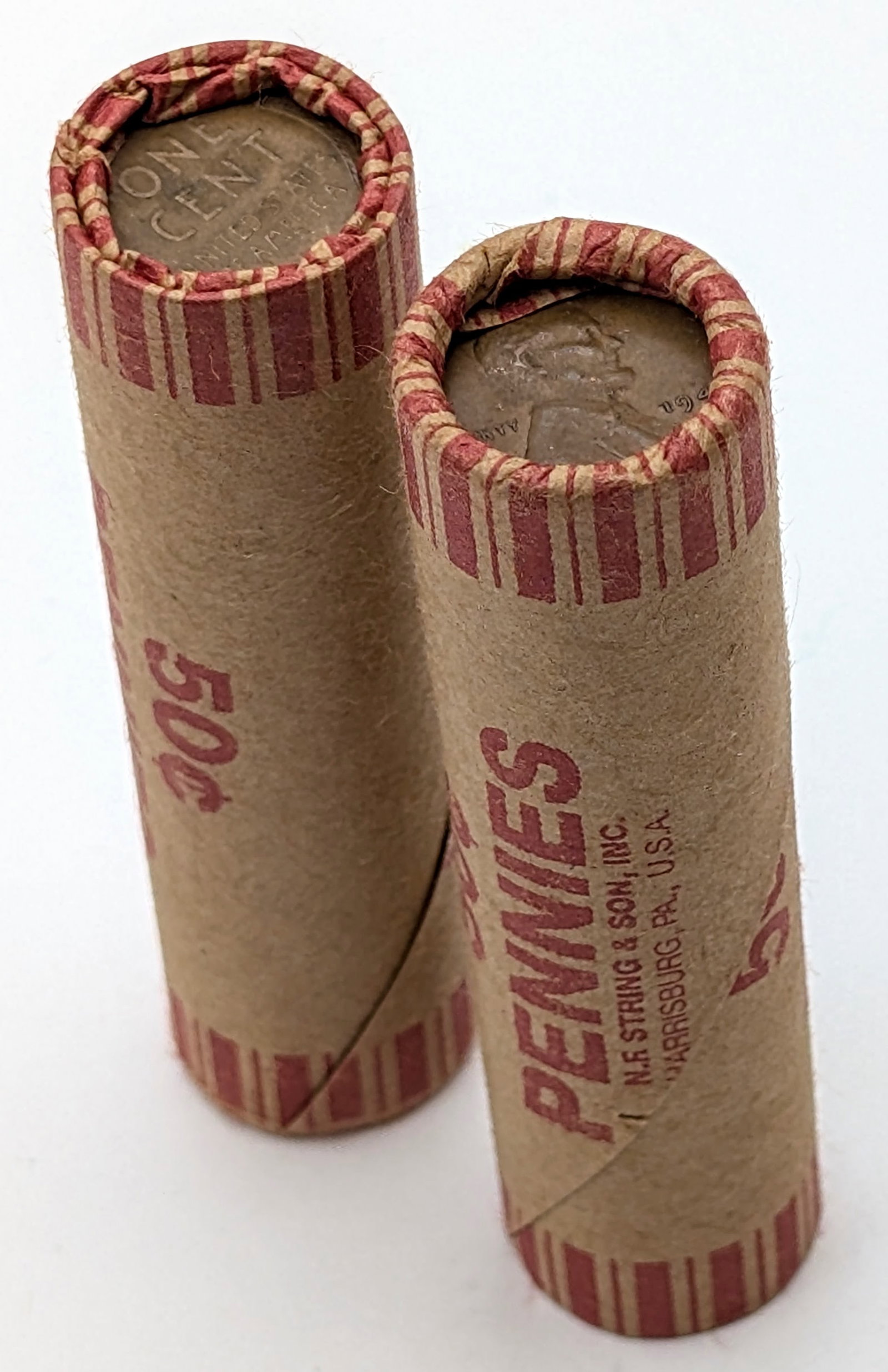 Lot of 2 Rolls (50 each) Wheat Cents- Mixed Dates: Coin