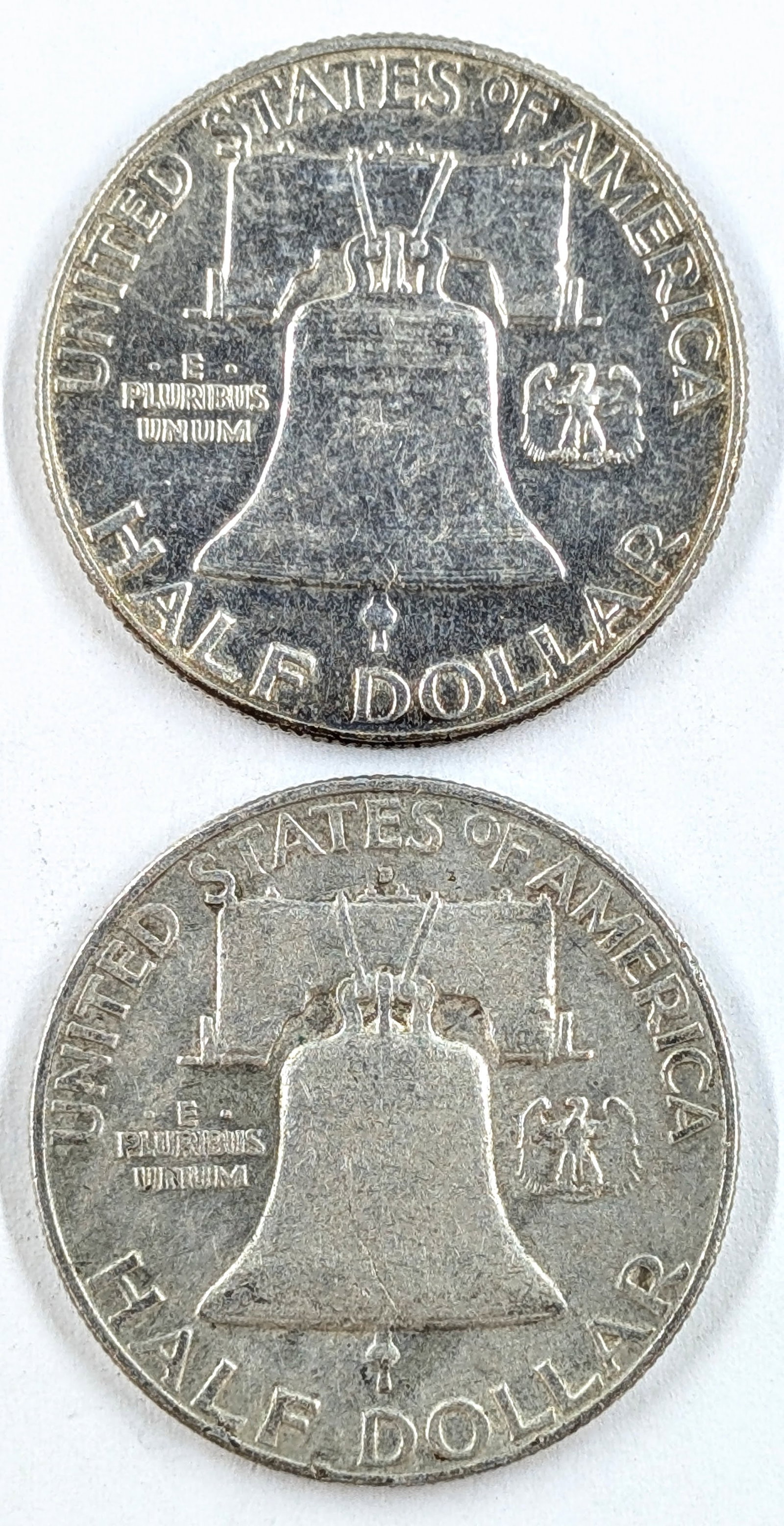 Lot of 2 Silver Franklin Half Dollars- 1958 P/D - 2