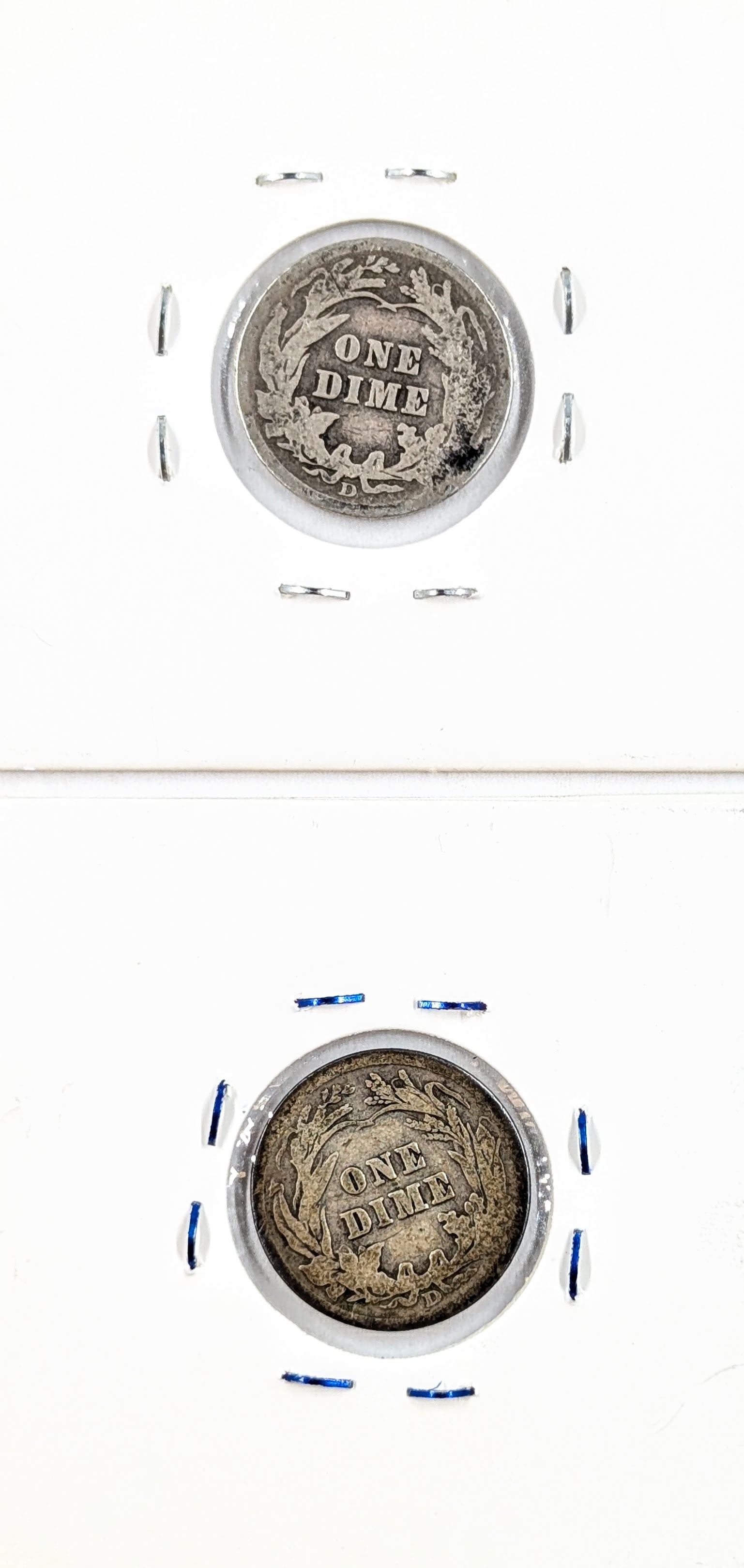 Lot of 2 Silver Barber Dimes- 1910-D, 1911-D - 2