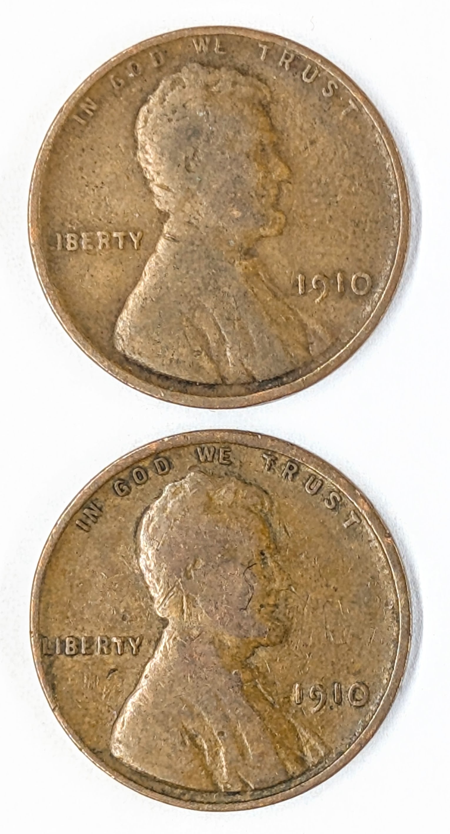 Lot of 2 Wheat Cents- Both 1910: Coin