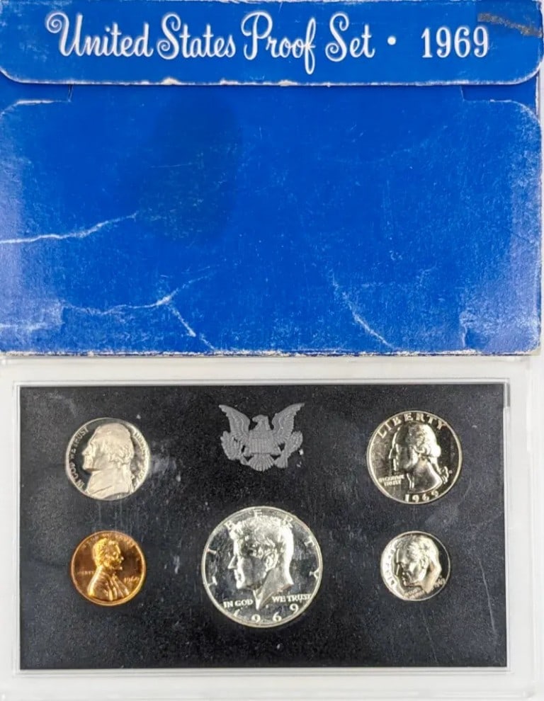 1969 US Proof Set w/ Silver JFK Half: 40% Silver