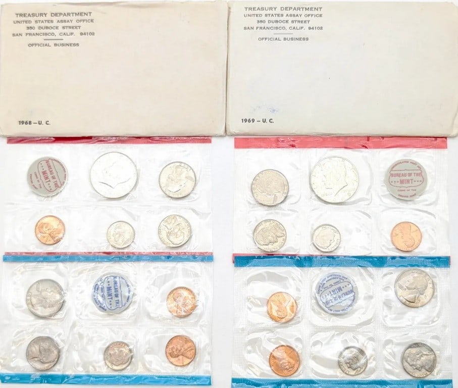 Lot of 2 US Mint Uncirculated Sets- 1968, 1969 (1 of 2)