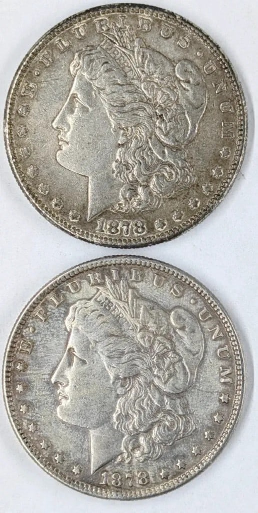Lot of 2 Morgan Silver Dollars - 1878 S/P: Silver