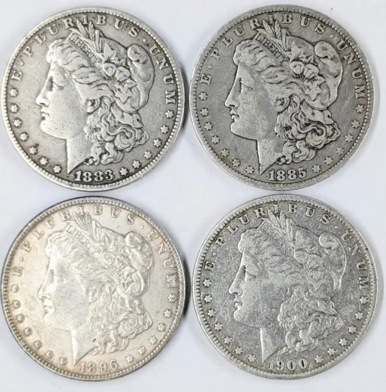 Lot of 4 Morgan Silver Dollars - 1883-1900 (1 of 2)
