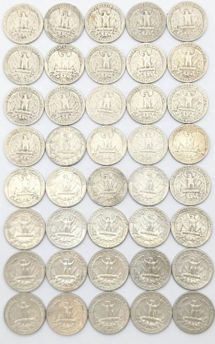 Lot of 40 Silver Washington Quarters - 1951-1964 - 2