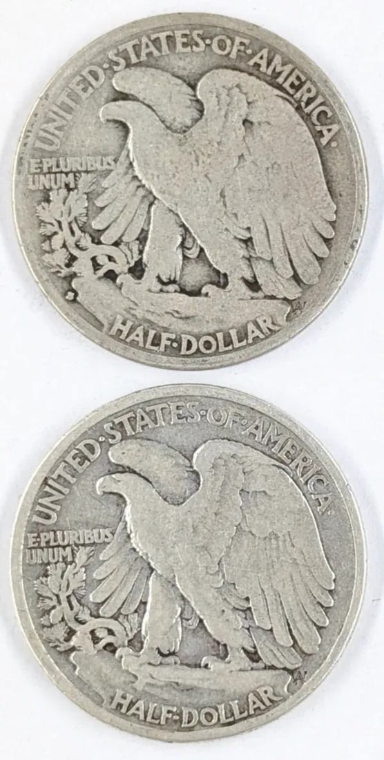 Lot of 2 Silver Walking Liberty Half Dollars -1936-S, 1939 - 2