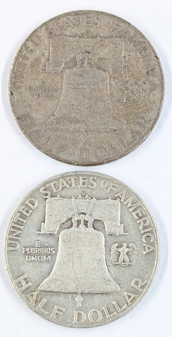 Lot of 2 Silver Franklin Half Dollars -1952-D, 1953-D - 2