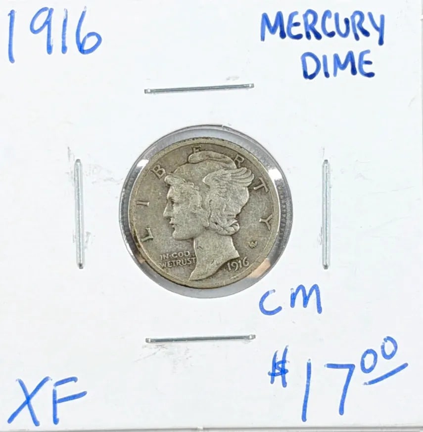 1916 Silver Mercury Dime- First Year of Issue: Silver