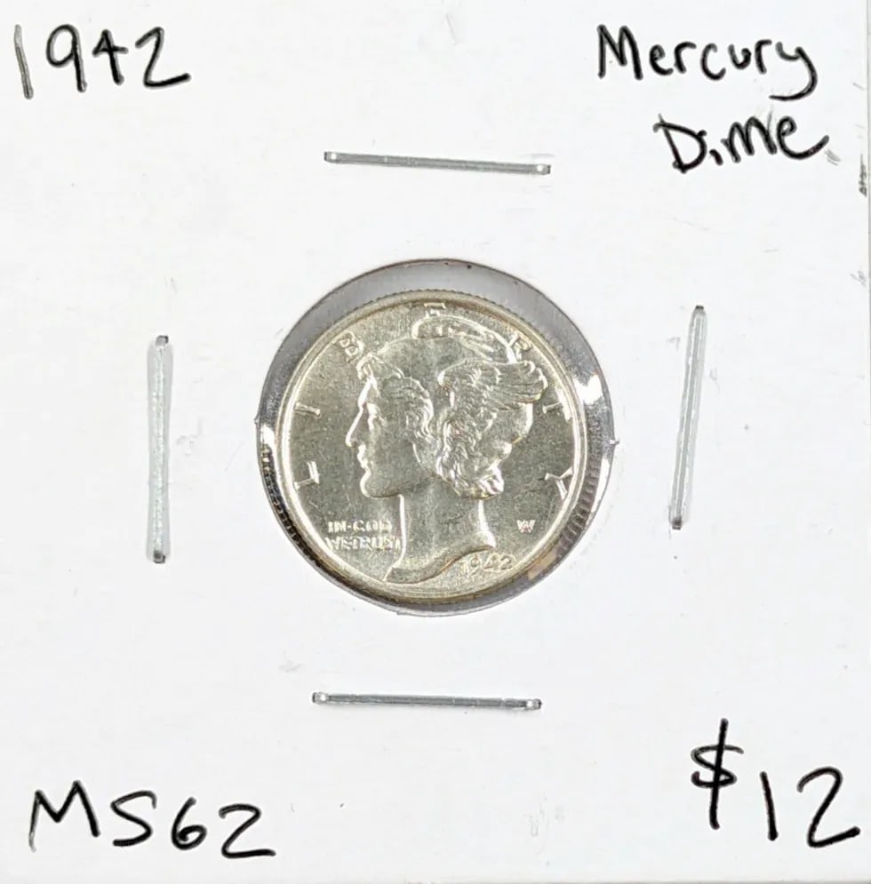1942 Silver Mercury Dime- Great Condition!: Silver