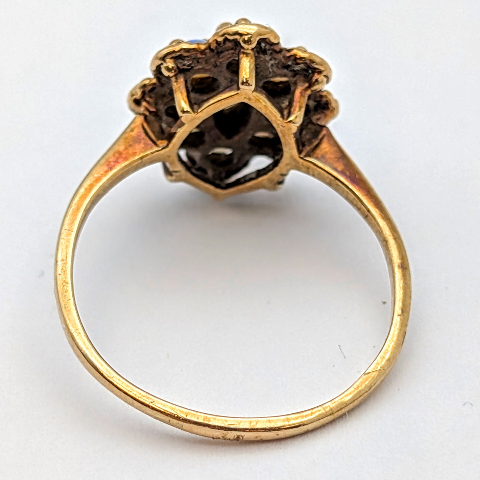 Vintage 10k Gold Opal Cluster Ring: Marquise & Round Stones- 3g - 5