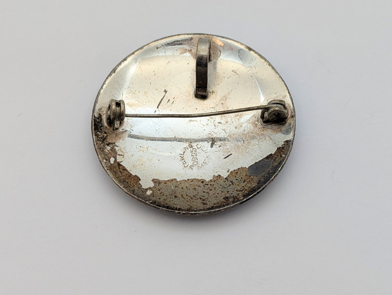 Vintage Mexican Sterling Silver Etched Pin - 2