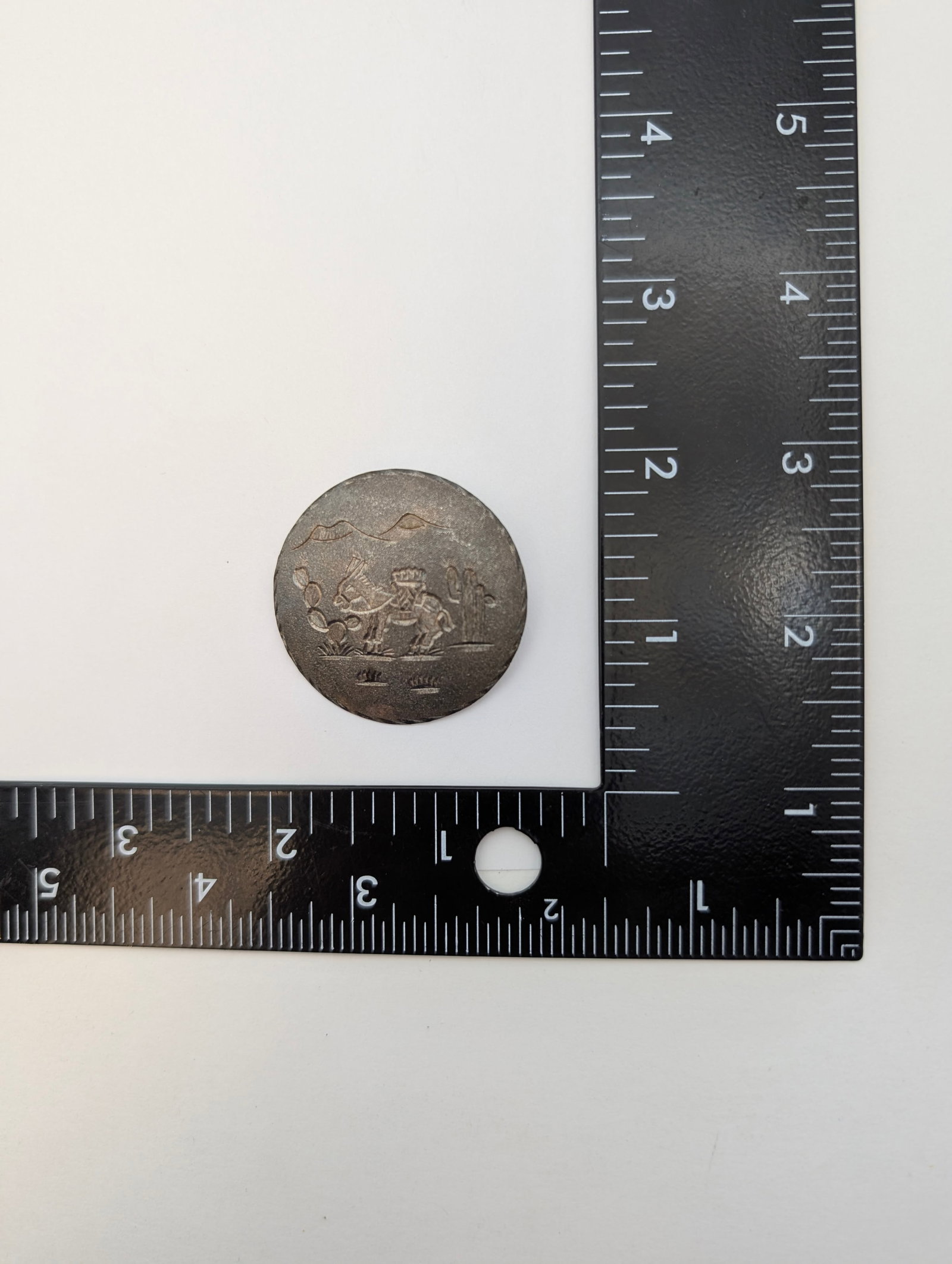 Vintage Mexican Sterling Silver Etched Pin - 4